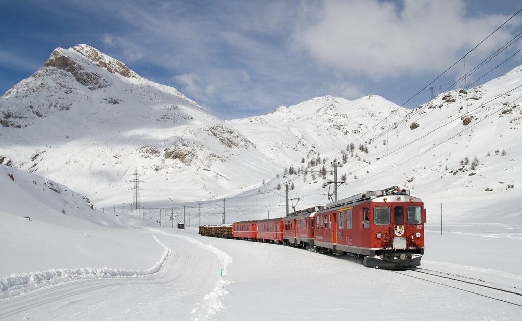 train switzerland snow