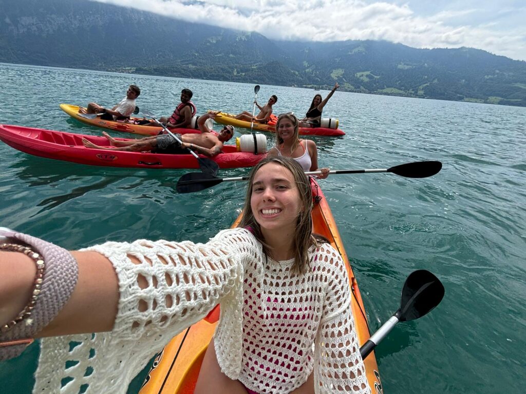 Kayak activity cliff jumping