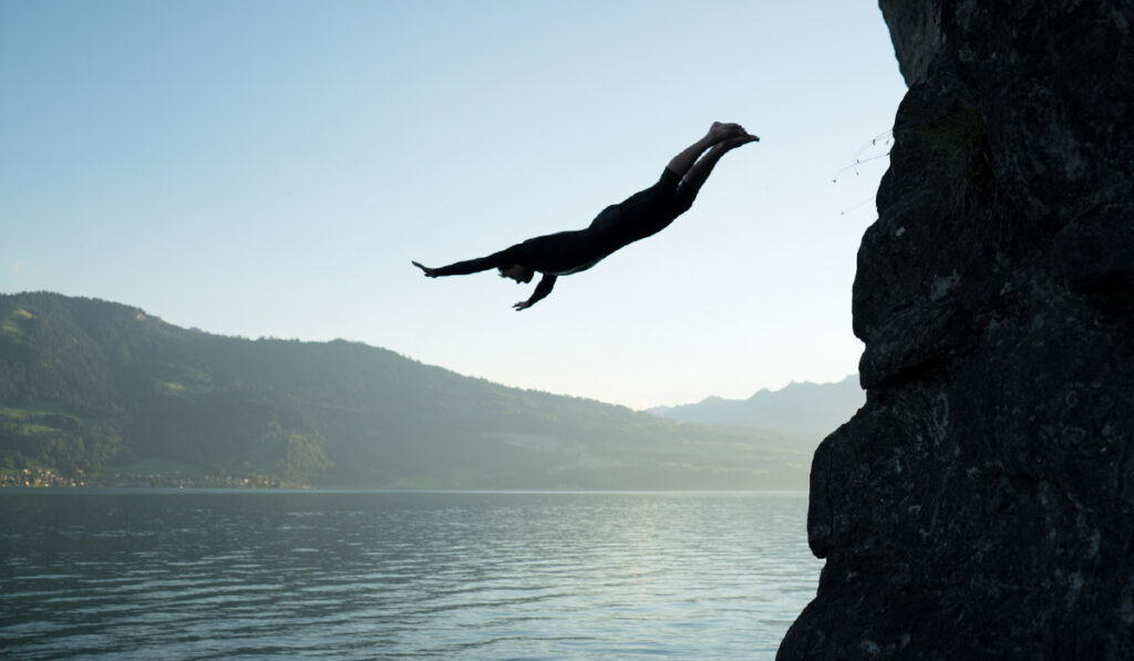 Lake Thun Cliff Jump Interlaken Switzerland